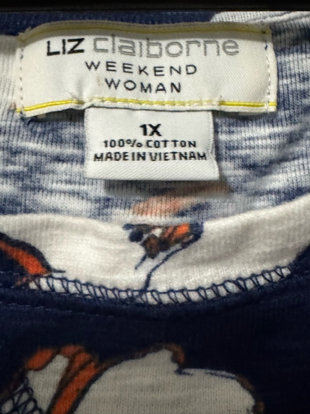Liz Claiborne Weekend Navy Floral Short Sleeve Top Size  1XL - Picture 2 of 2
